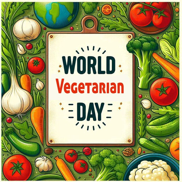 PSD um cartaz para o dia mundial vegano com o texto dia vegetariano