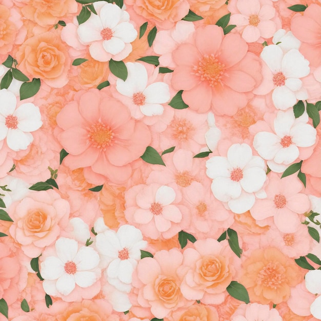 PSD um close-up de padrões de flores cor-de-rosa e laranja