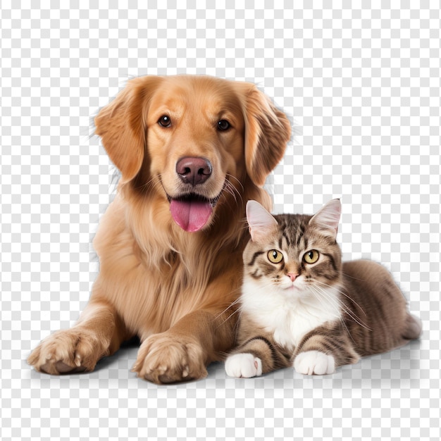 Um gato e um cão em um PSD de fundo transparente.