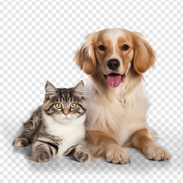 Um gato e um cão em um PSD de fundo transparente.