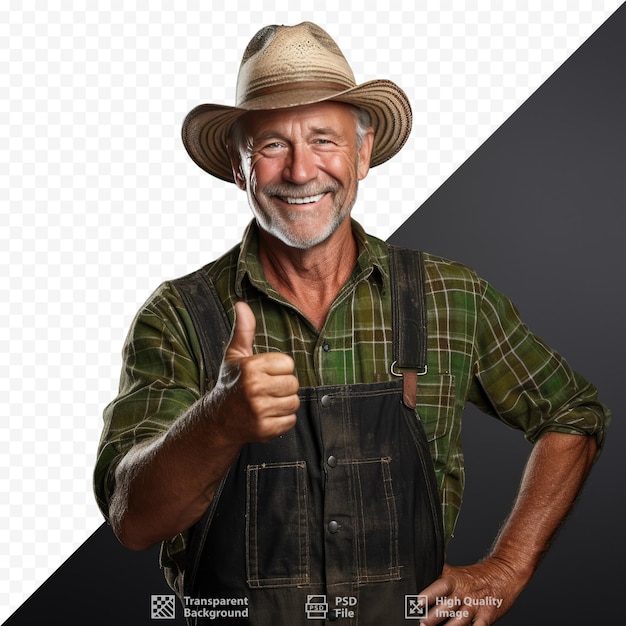 um homem com chapéu de cowboy faz um sinal de positivo.