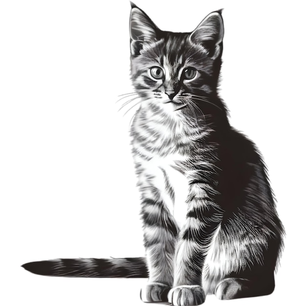 Um lindo desenho de gatinho Desenho de um gatinho em estilo minimalista