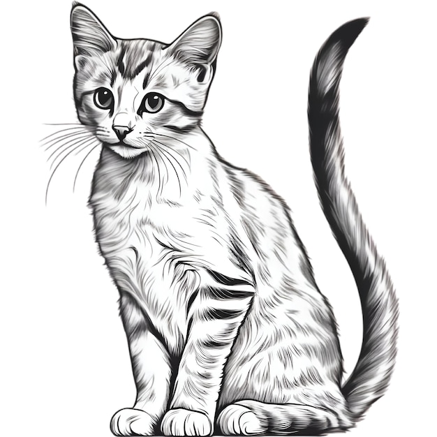 Um lindo desenho de gatinho Desenho de um gatinho em estilo minimalista