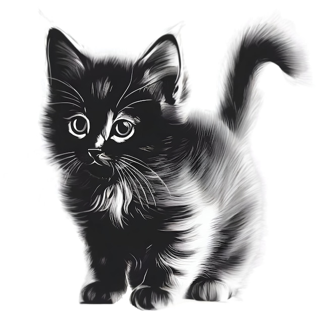 Um lindo desenho de gatinho Desenho de um gatinho em estilo minimalista