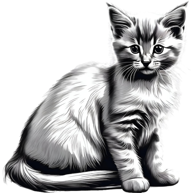 Um lindo desenho de gatinho Desenho de um gatinho em estilo minimalista