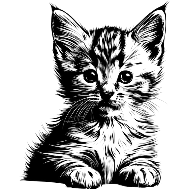 Um lindo desenho de gatinho Desenho de um gatinho em estilo minimalista