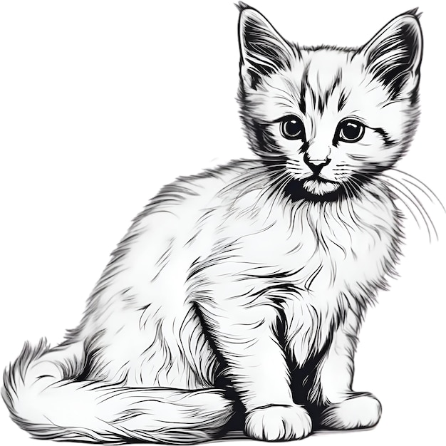 Um lindo desenho de gatinho Desenho de um gatinho em estilo minimalista