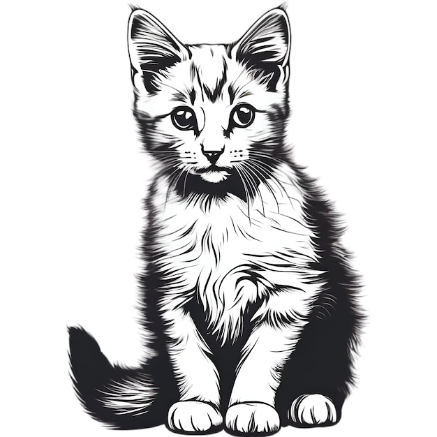 Um lindo desenho de gatinho Desenho de um gatinho em estilo minimalista