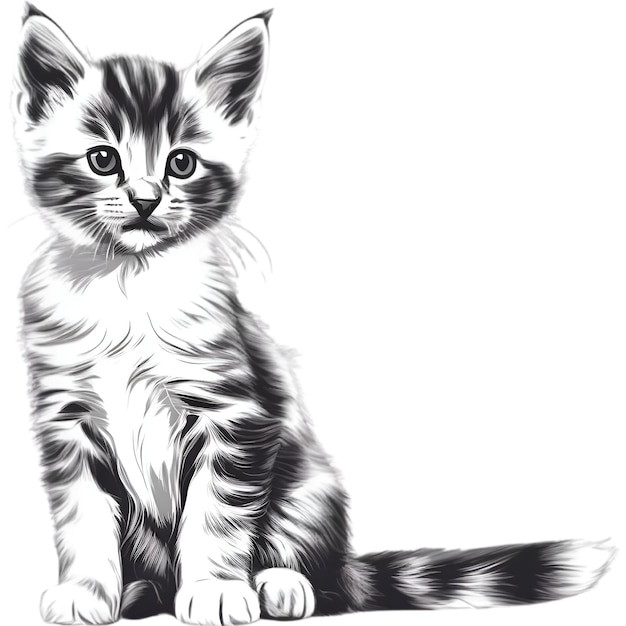 Um lindo desenho de gatinho Desenho de um gatinho em estilo minimalista