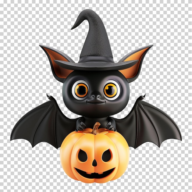 Um morcego de Halloween com uma abóbora de fundo transparente