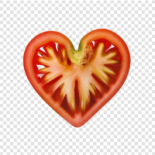 PSD um tomate em forma de coração com a palavra melão nele