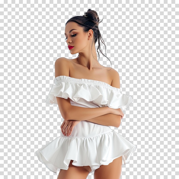 PSD uma mulher de vestido branco com cabelo preto