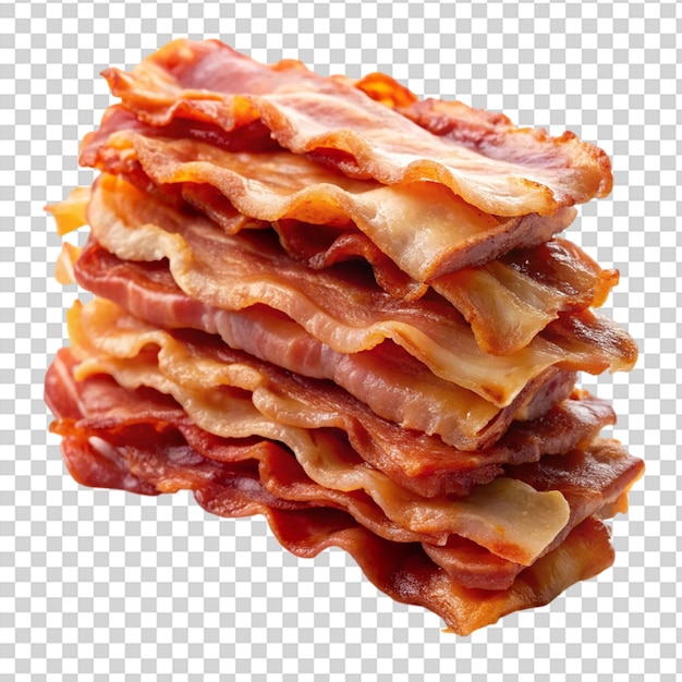 PSD uma pilha de bacon em fundo transparente