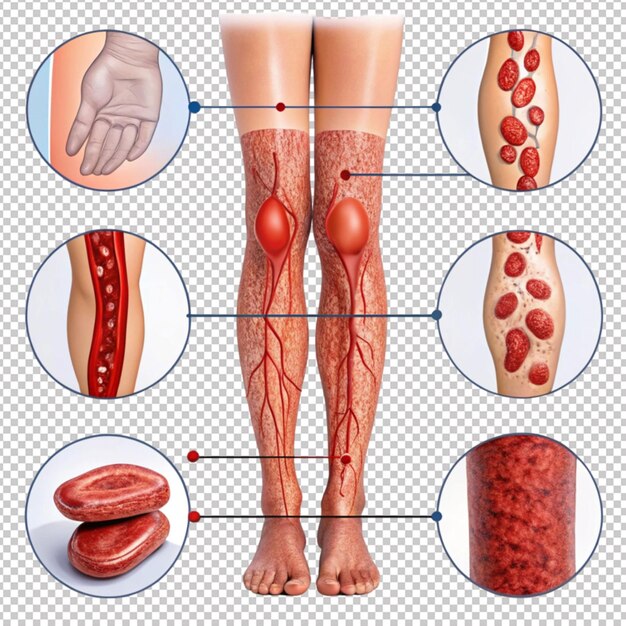 PSD umfassender bildführer zu blutgerinnseln im bein
