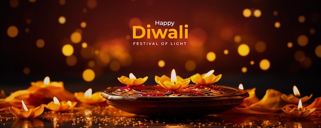 PSD un banner di sfondo di happy diwali