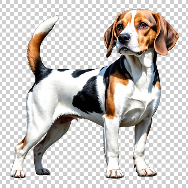 un cane beagle in piedi su uno sfondo trasparente