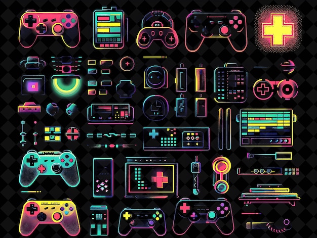 PSD un display colorato di dispositivi elettronici con la parola "game" in fondo