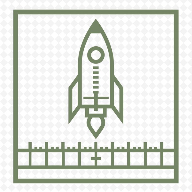 PSD un logo verde e bianco di un razzo con uno space shuttle in cima