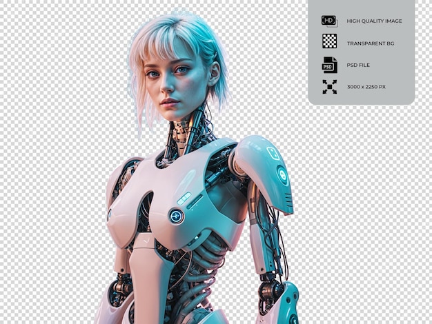 PSD una donna robotica realistica con i capelli bianchi