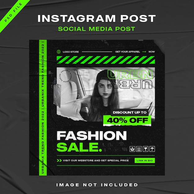 Urban Streetwear Modeverkauf Instagram Post Template Design