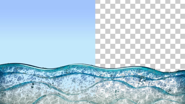 PSD vagues de mer arrière-plan bleu réaliste de l'océan avec des bulles texture de la bannière d'eau de mer rendu 3d