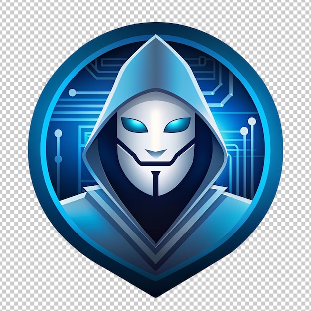 PSD vector de cabeça de hacker de logotipo em fundo transparente