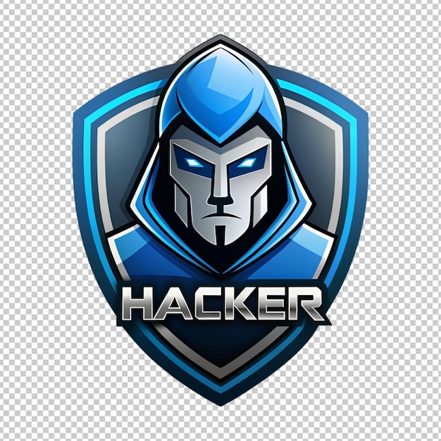 PSD vector de cabeça de hacker de logotipo em fundo transparente