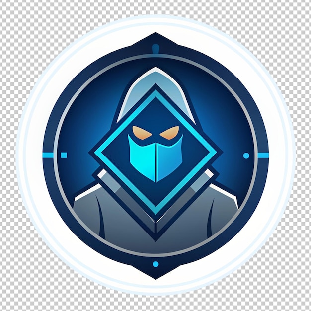 PSD vector de cabeça de hacker de logotipo em fundo transparente