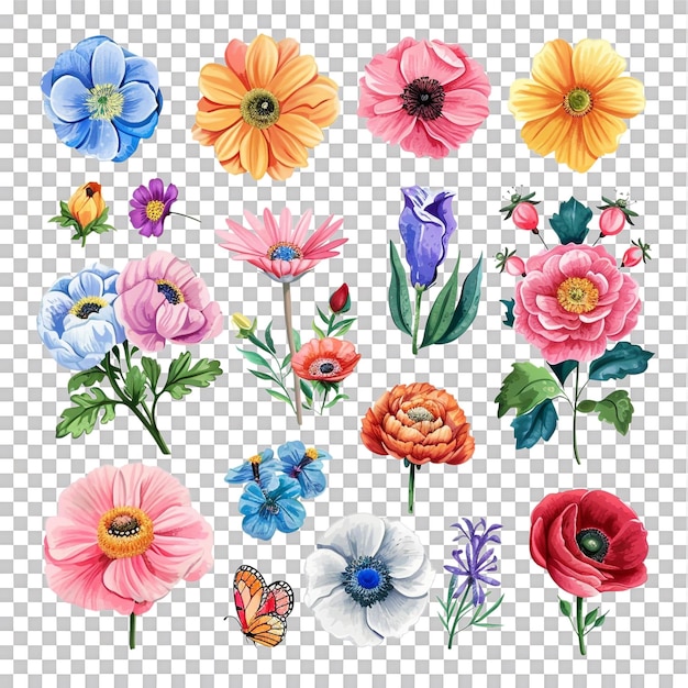 PSD verschiedene lebendige blumen in vektor-clipart