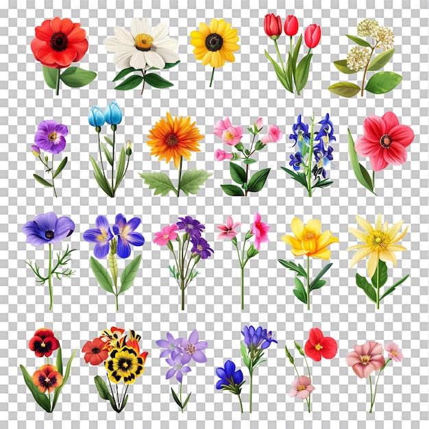 PSD verschiedene lebendige blumen in vektor-clipart