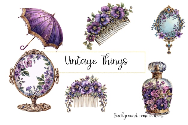 Vintage Dinge Clipart Lila Dinge