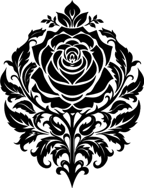 PSD vintage rose damask blüten-symmetrie schwarzer schablonen