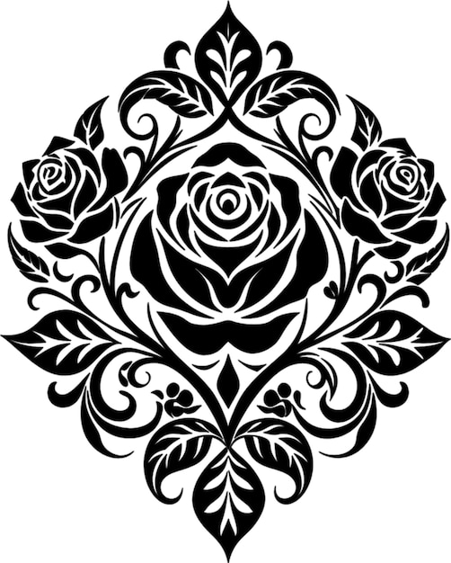 PSD vintage rose damask blüten-symmetrie schwarzer schablonen