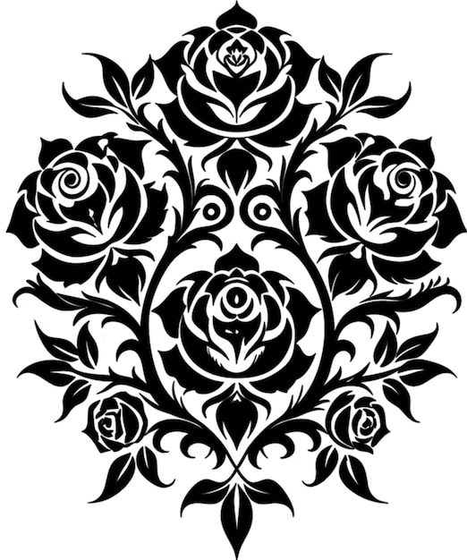 PSD vintage rose damask blüten-symmetrie schwarzer schablonen