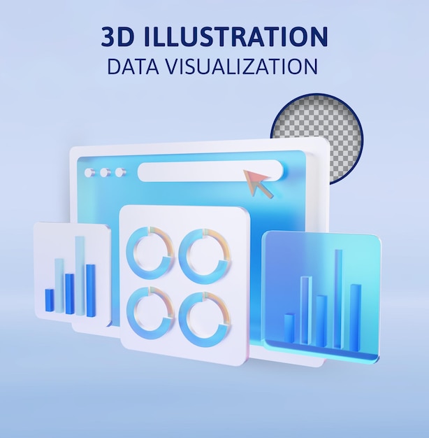 PSD visualização de dados 3d renderização ilustração