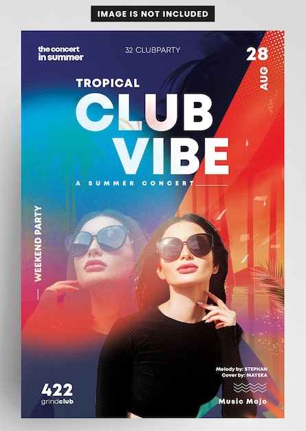 PSD vorlage für club vibe event flyer sommer