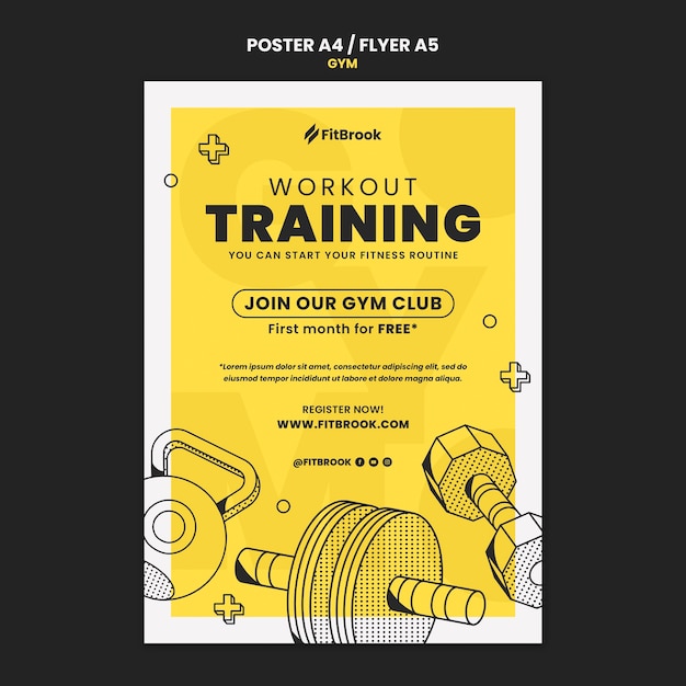 Vorlage für einen Trainingsflyer für das Fitnessstudio