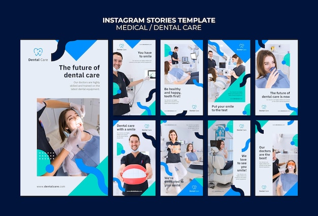 Vorlage für Instagram-Geschichten für Zahnpflege