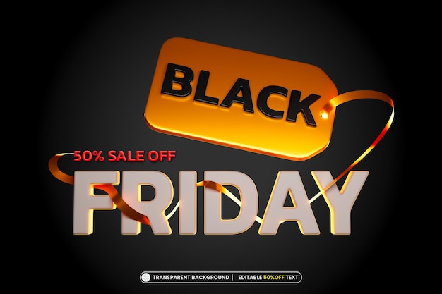 Voucher Black Friday 3d com efeito de texto editável