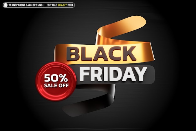 Voucher Black Friday 3d com efeito de texto editável