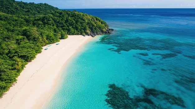 PSD vue aérienne d'une plage tropicale isolée