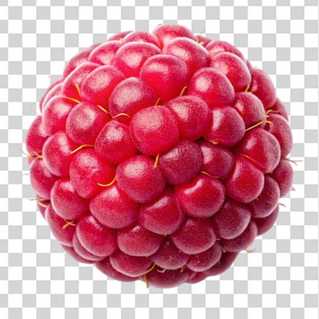 PSD vue du sommet de la framboise mûre isolée sur un fond transparent