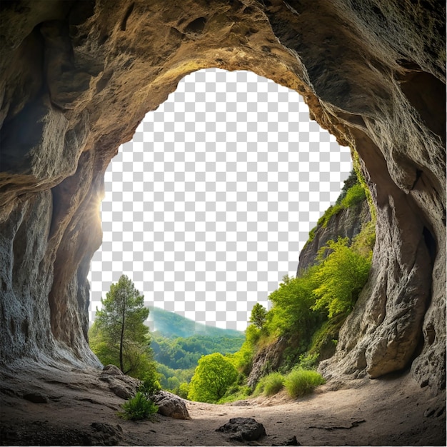 PSD vue de l'intérieur de la grotte isolée sur un fond transparent