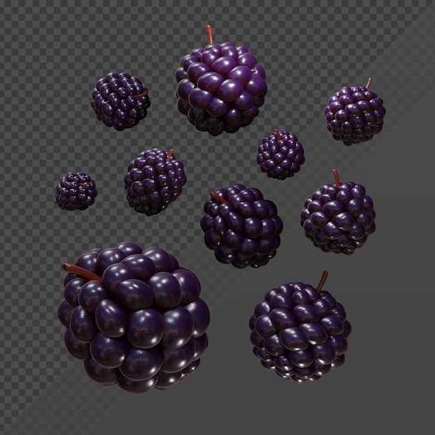 PSD vue en perspective des fruits mûres rendu 3d