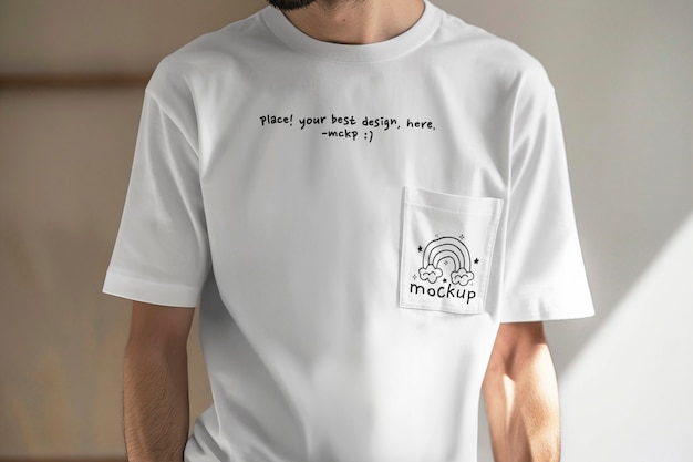 PSD vue rapprochée d'une maquette de t-shirt de poche