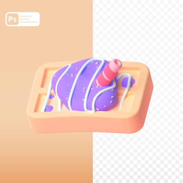 Waffel in 3D-Render für grafische Asset-Webpräsentation oder andere