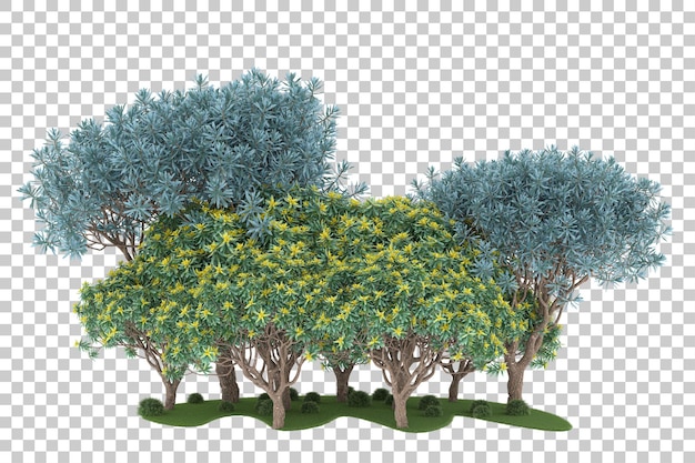 Wald auf transparentem Hintergrund. 3D-Rendering - Abbildung