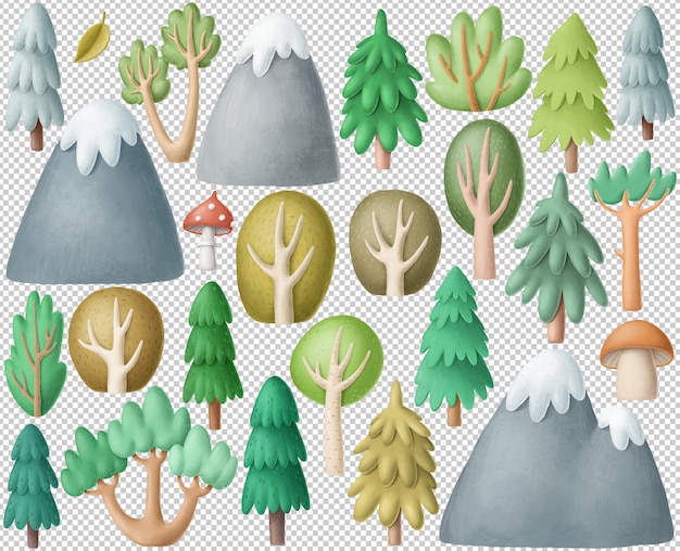 PSD wald clipart sammlung