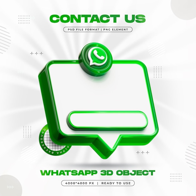 Whatsapp Banner Element Icon Isolated 3D Rendering (Isolierte 3D-Rendering)