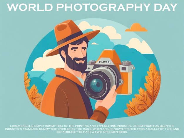 PSD world photography day vorlage realistisch mit kamera